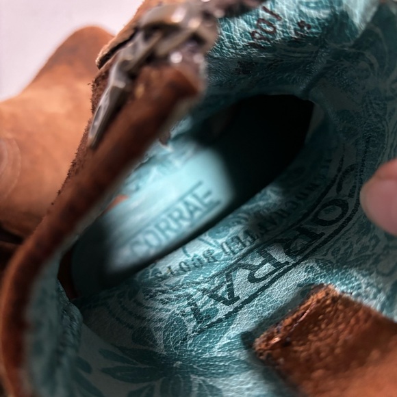 CORRAL Western Style Round Toe Lamb Leather Ankle Eudora Boots Chocolate-Tan - Picture 10 of 10